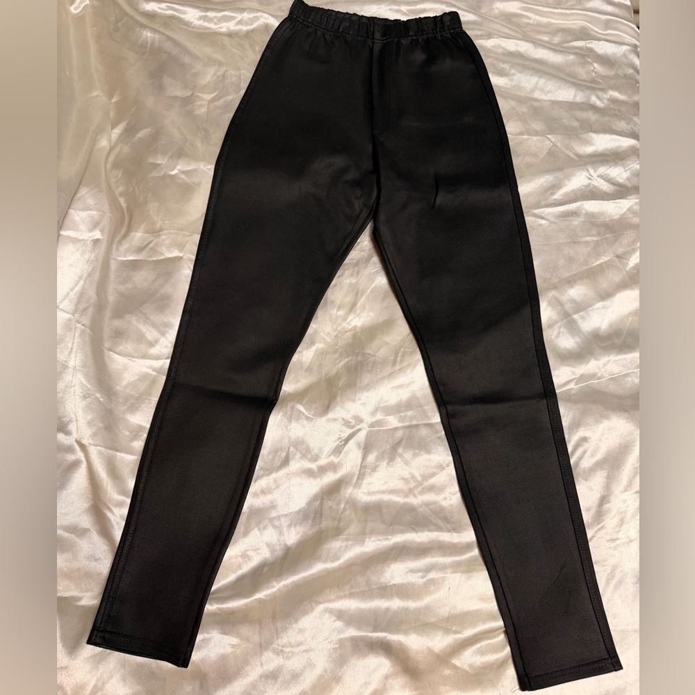 Jet Black Pleather Trousers